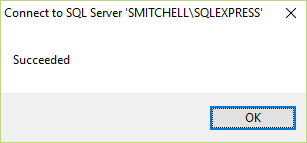 Success! The SQL Server connection works.